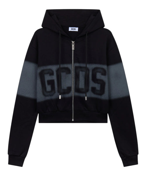 GCDS Zip Spray Logo hoodie sweatshirt