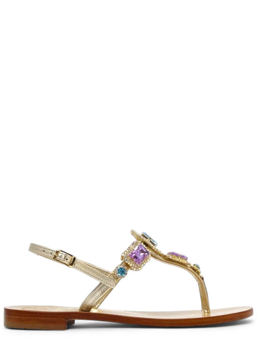 Infradito in Pelle con Applicazioni Gioiello-Sandali-Capri Vittorio Citro-Vittorio Citro Boutique