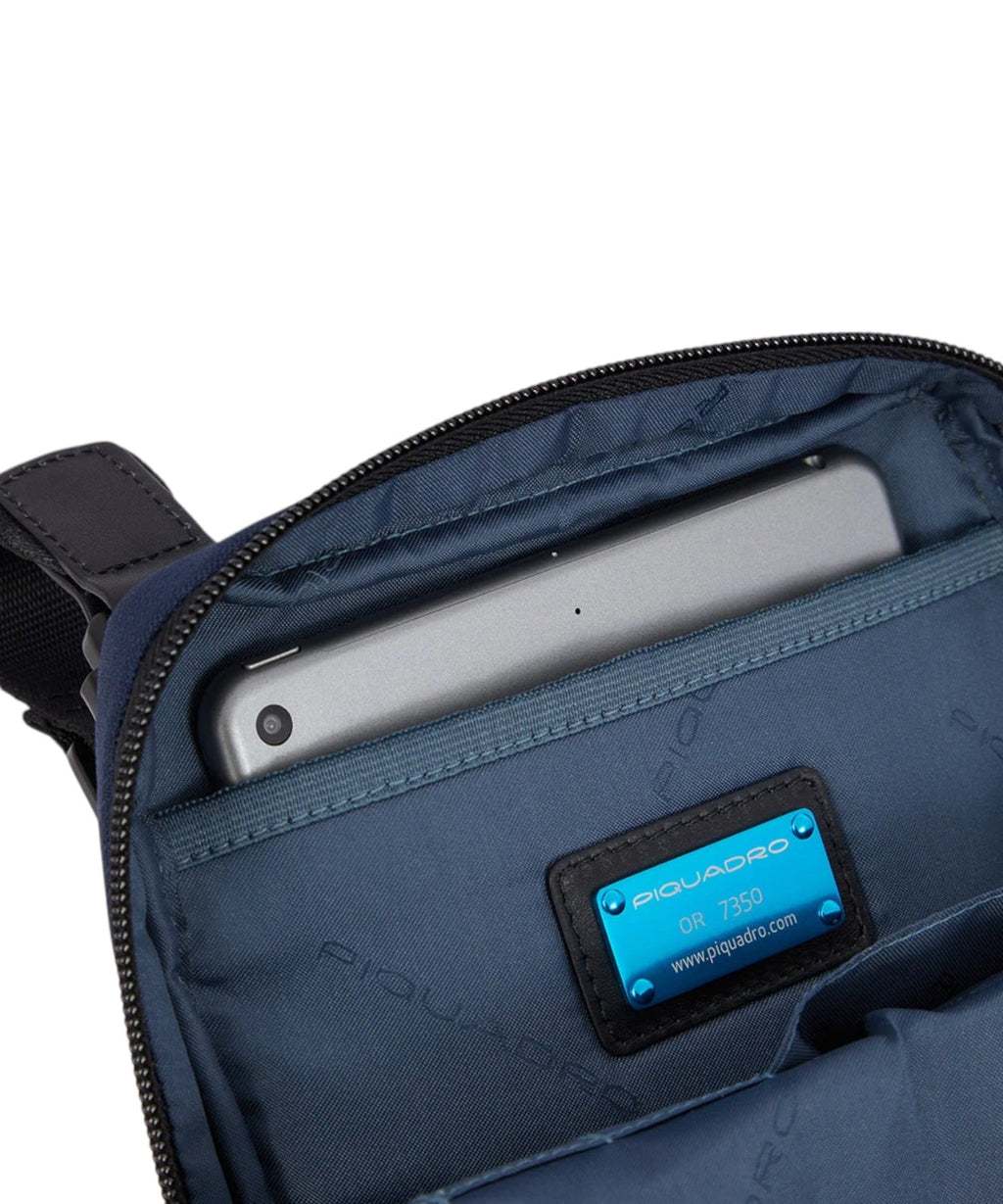 Borsello Uomo Pelle e Tessuto con Porta iPad Mini