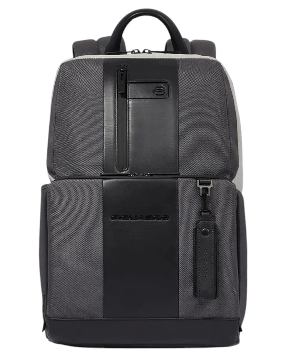 Zaino Porta PC 14" e iPad® in Tessuto Riciclato e Pelle-Piquadro-Zaini-Vittorio Citro Boutique