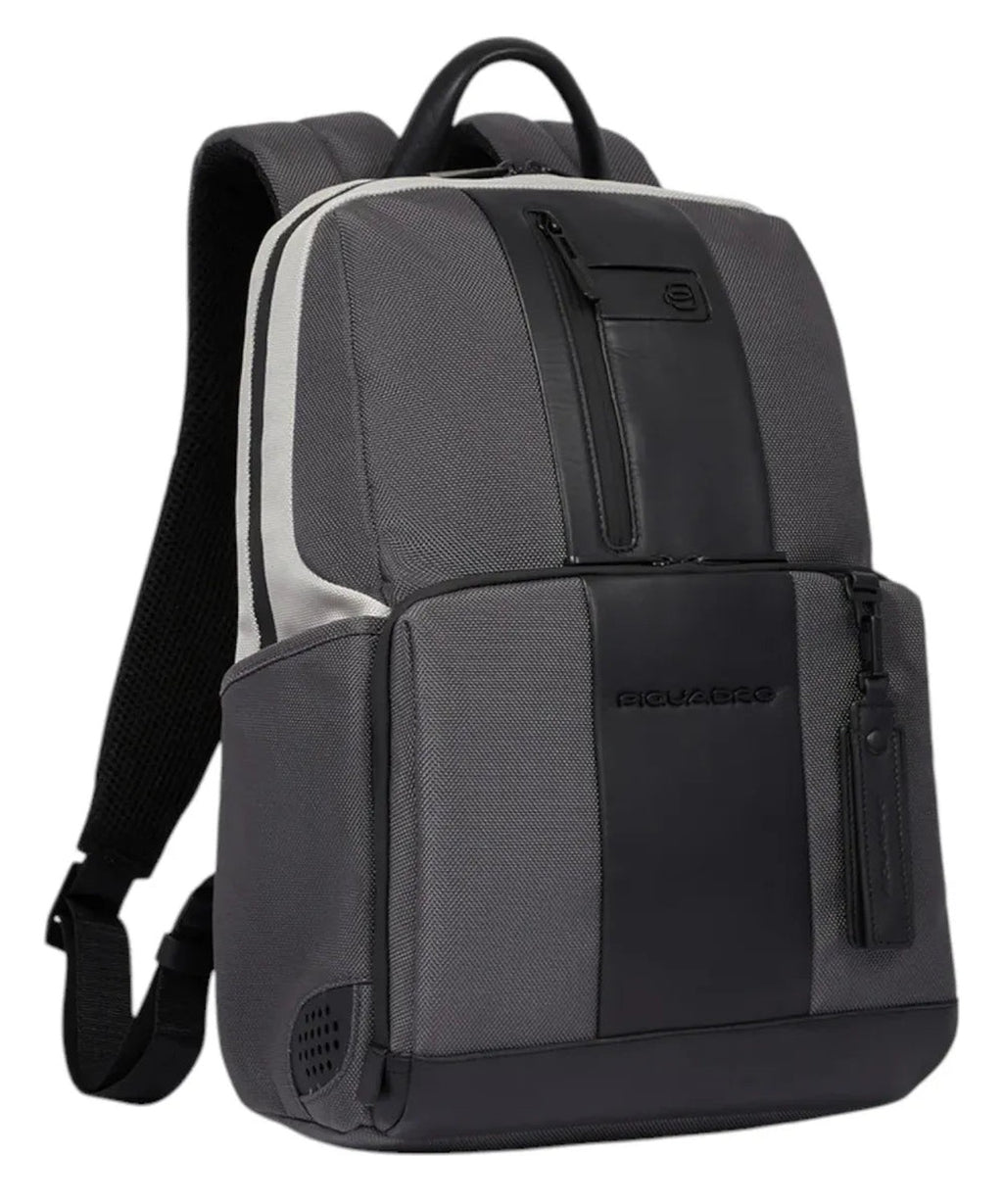 Zaino Porta PC 14" e iPad® in Tessuto Riciclato e Pelle-Piquadro-Zaini-Vittorio Citro Boutique