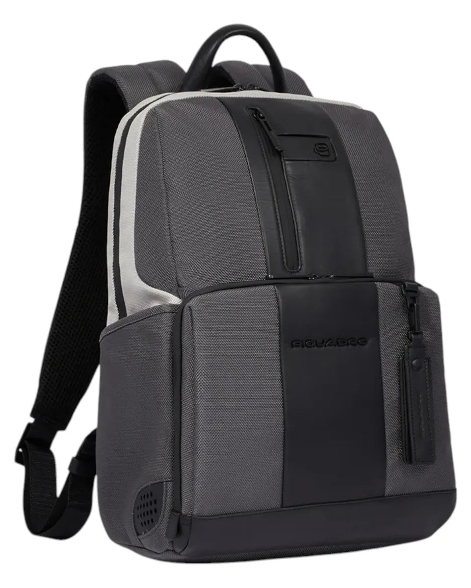 Zaino Porta PC 14" e iPad® in Tessuto Riciclato e Pelle-Piquadro-Zaini-Vittorio Citro Boutique