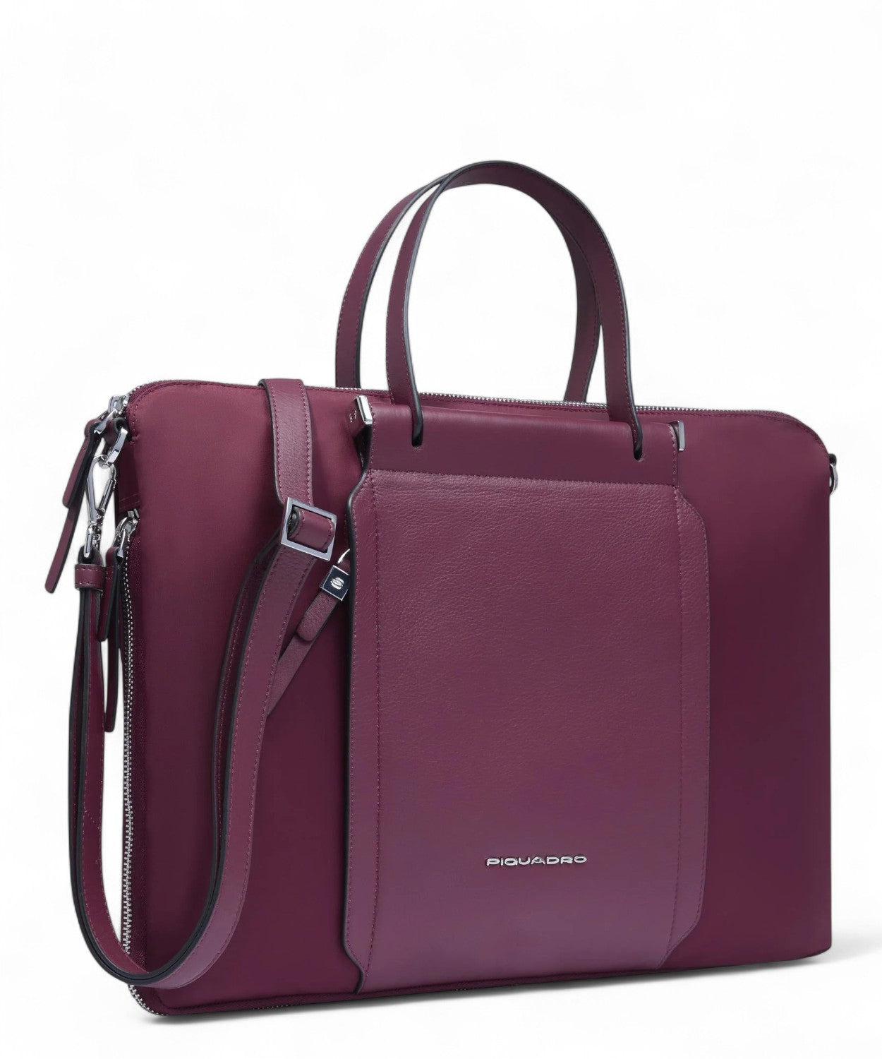 Borsa Lavoro Sottile Porta PC 15,6" in Pelle e Tessuto-Piquadro-Borse da lavoro-Vittorio Citro Boutique