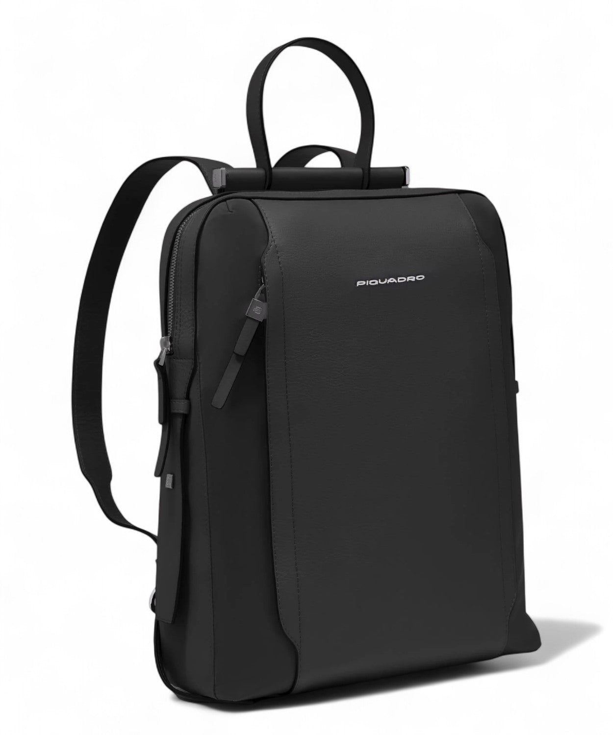 Zaino Porta PC 14" in Pelle e Tessuto con Tasca Power Bank-Piquadro-Zaini-Vittorio Citro Boutique