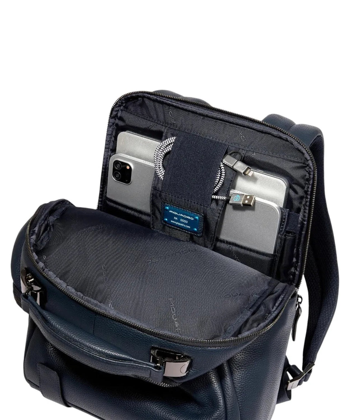 Zaino Uomo Porta PC 14" in Pelle con Protezione RFID e Cavo Antifurto-Piquadro-Zaini-Vittorio Citro Boutique