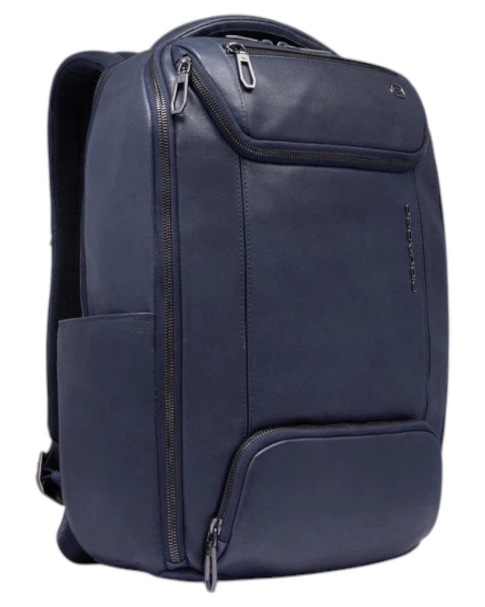 backpack pc leather Piquadro Men's 14" Laptop Backpack in Customizable Leather with Shockproof Protection