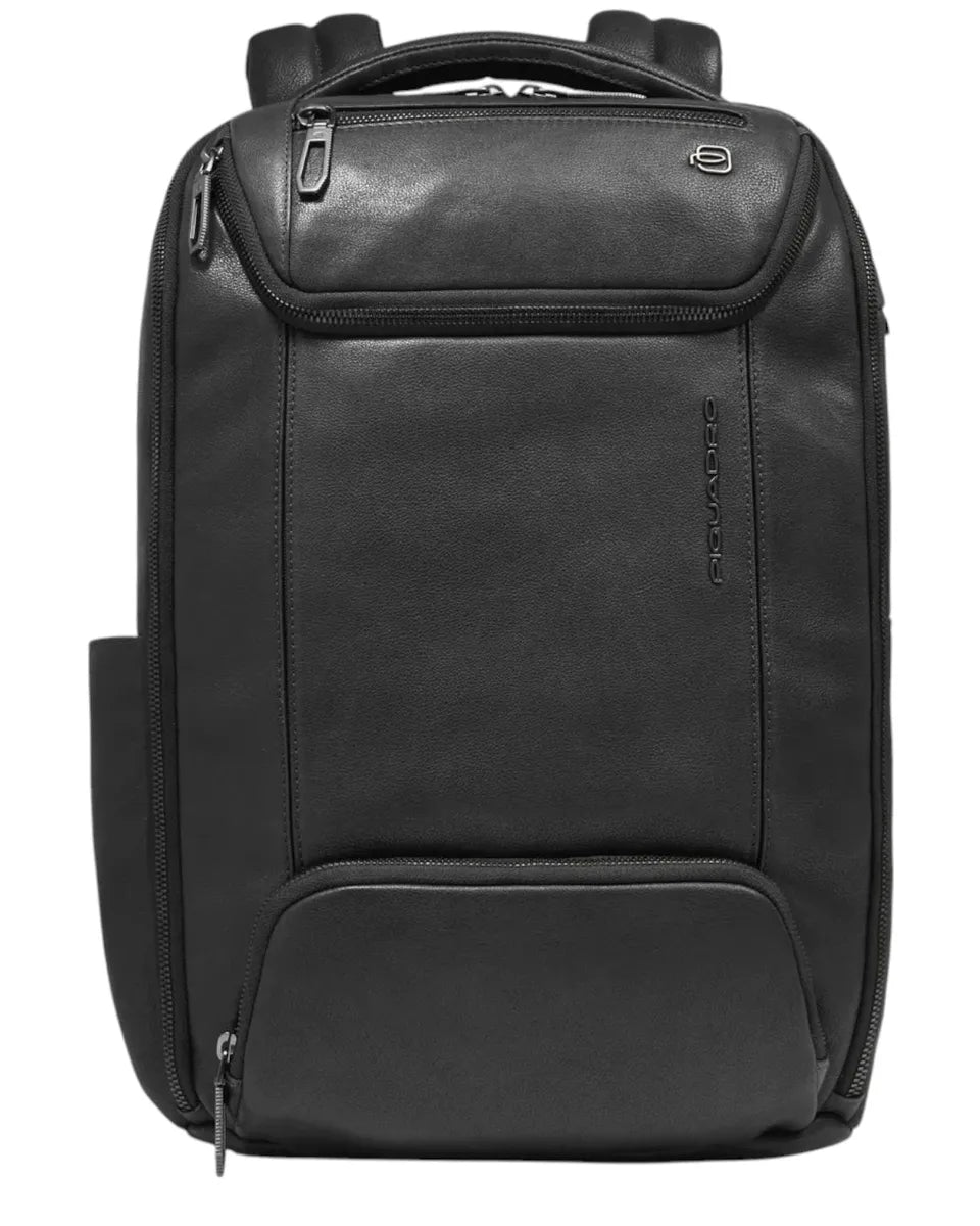 backpack pc leather Piquadro Men's 14" Laptop Backpack in Customizable Leather with Shockproof Protection