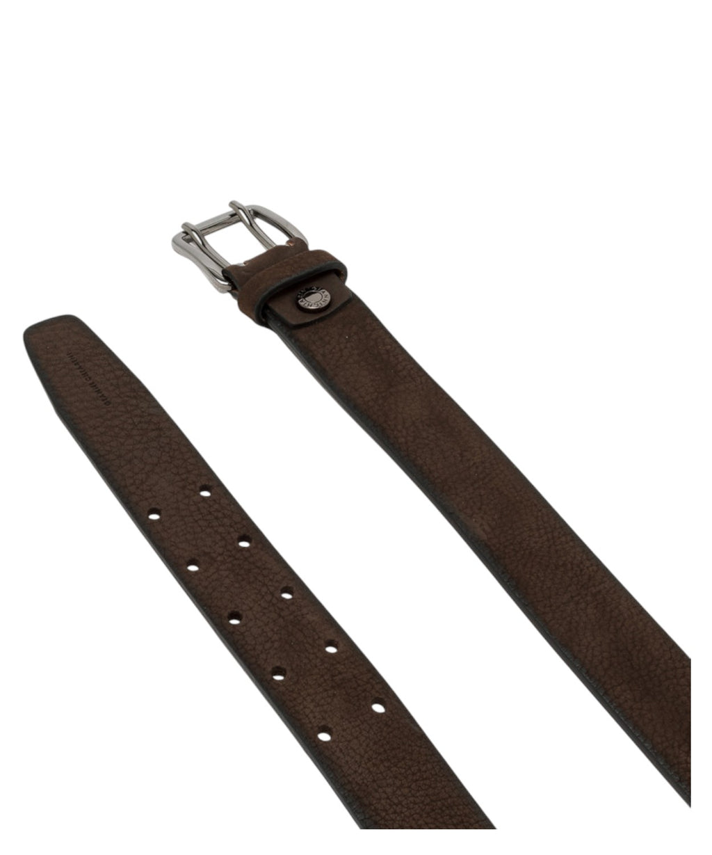 Cintura in pelle marrone 3,5 cm con fibbia metallica-Gianni Chiarini-Cinture-Vittorio Citro Boutique