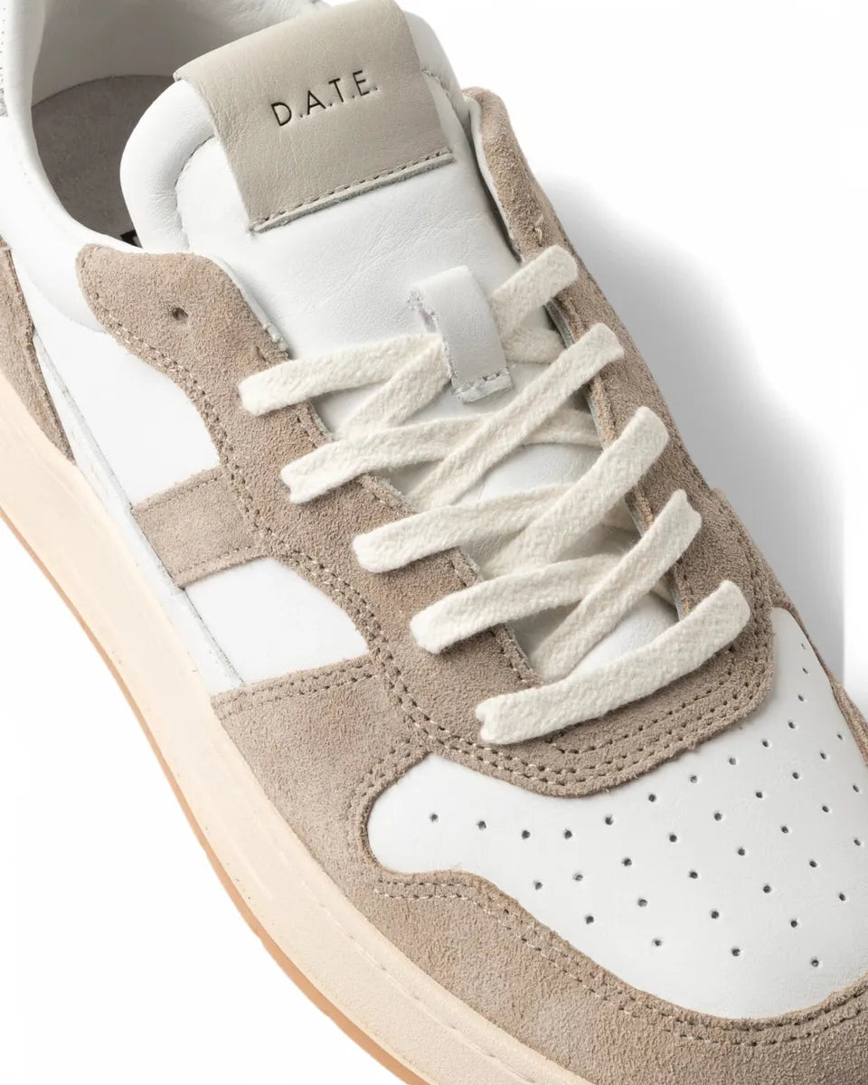 Sneakers Court 2.0 Vintage Calf White-Beige-D.A.T.E.-Sneakers-Vittorio Citro Boutique