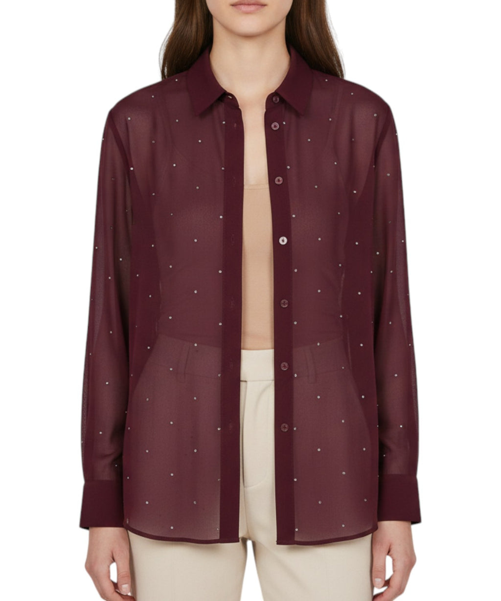 Camicia MC2 Saint Barth Brigitte z georgette se štrasem