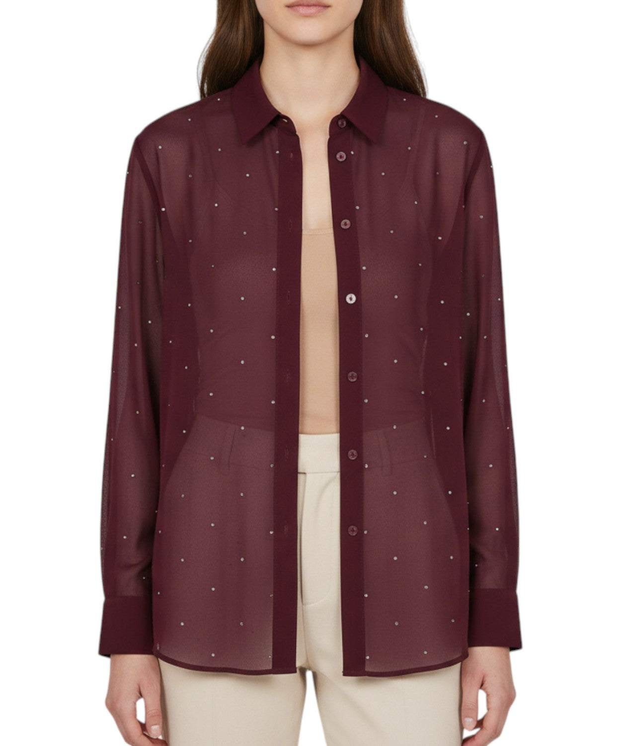 Camicia MC2 Saint Barth Brigitte z georgette se štrasem