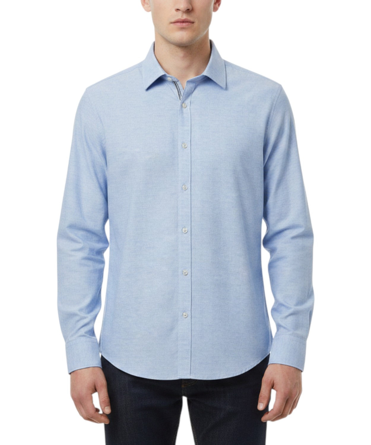 Herreskjorte i nylon stretch med linnedlook