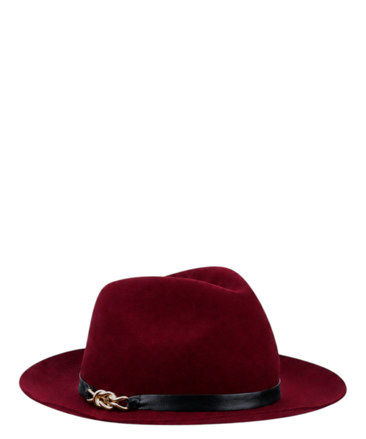 Fedora z wełny merino Made in Italy z metalowym łańcuszkiem