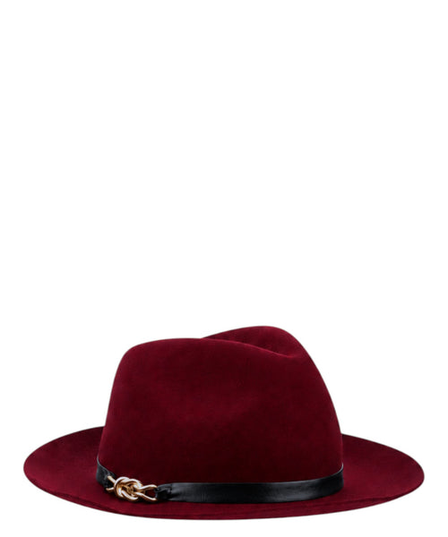 Fedora z wełny merino Made in Italy z metalowym łańcuszkiem