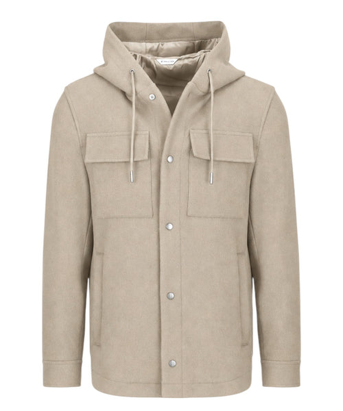 Men's hooded jacket in wool-blend fabric