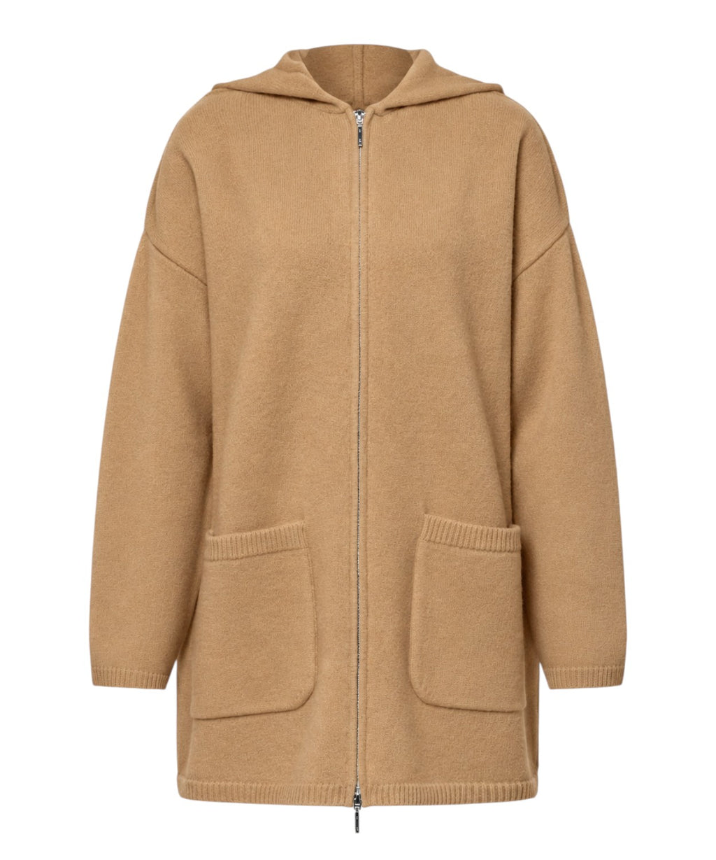 Damska parka MM Max Mara z wełnianego sukna z kapturem