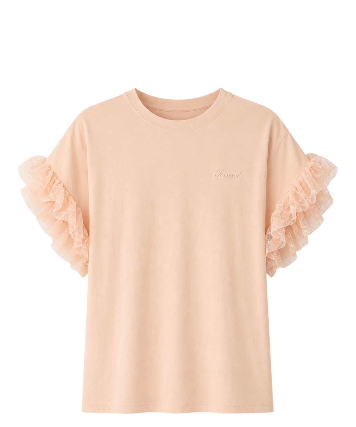 Twinset T-Shirt in Cotone Stretch con Maniche a Sbuffo in tulle