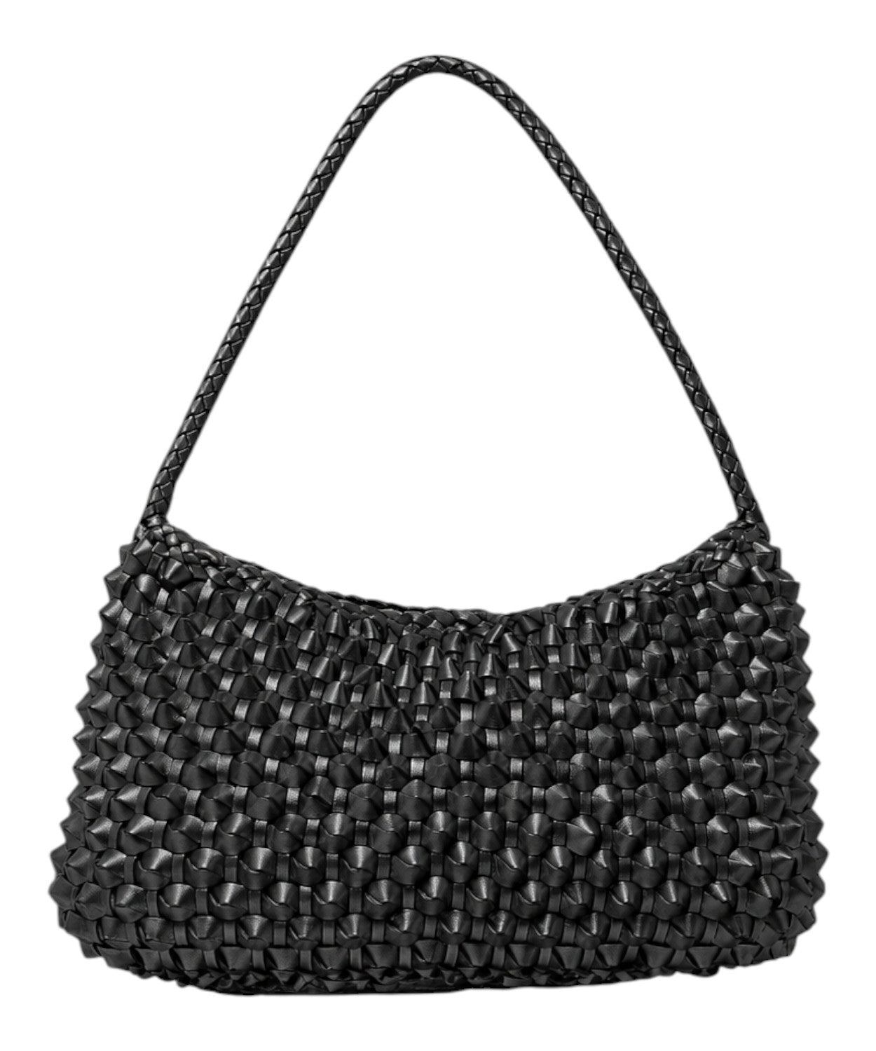 Borsa Pelle Intrecciata nera Basil Cactus