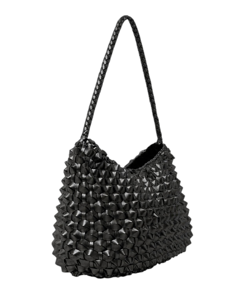 Borsa Pelle Intrecciata nera Basil Cactus