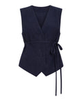 Women's Twinset Embroidered Vest with Waist Belt