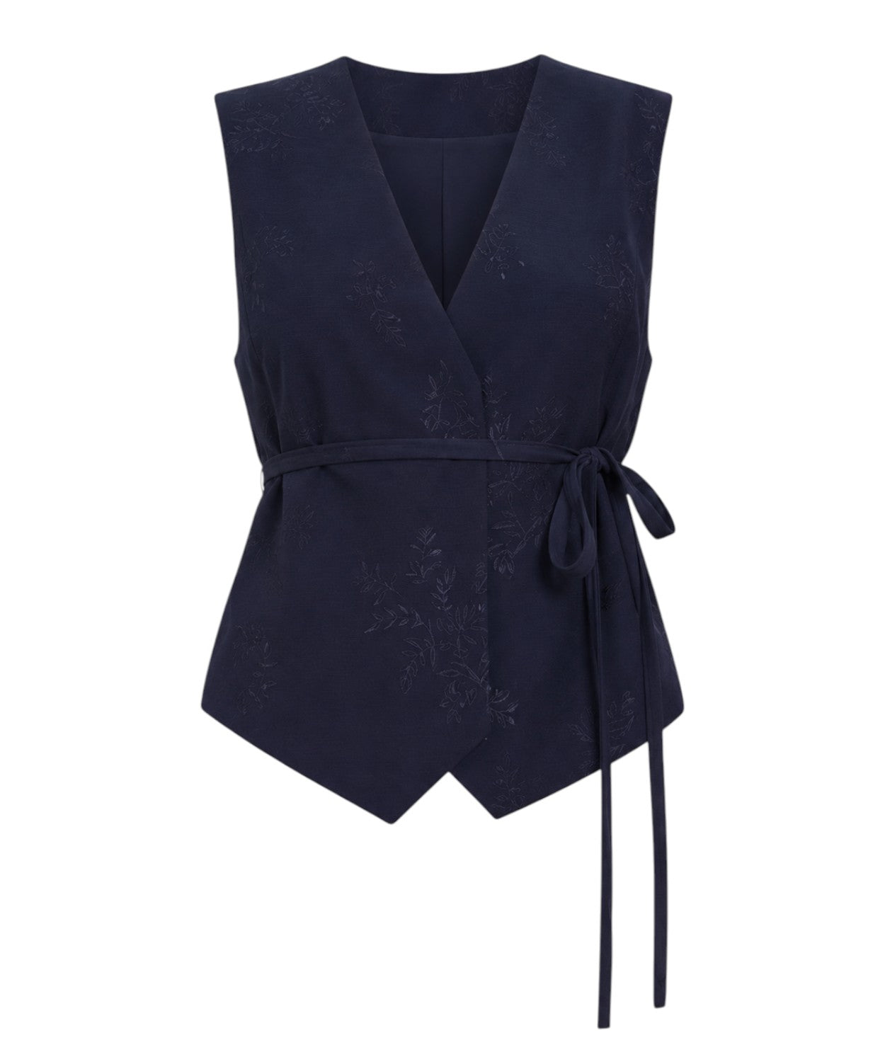Women's Twinset Embroidered Vest with Waist Belt