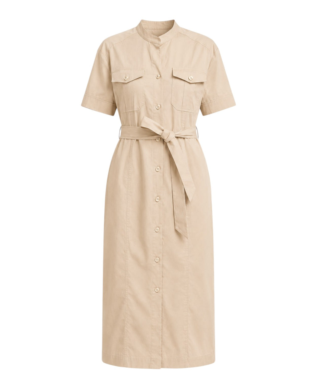 Midi Cotton Shirt Dress with Elastane Twinset