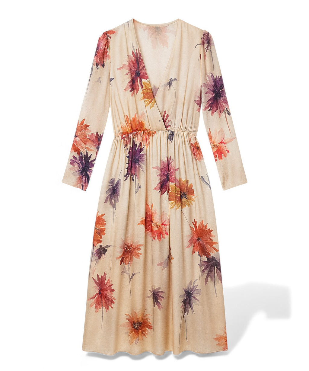 Blumenkleid mit V-Ausschnitt