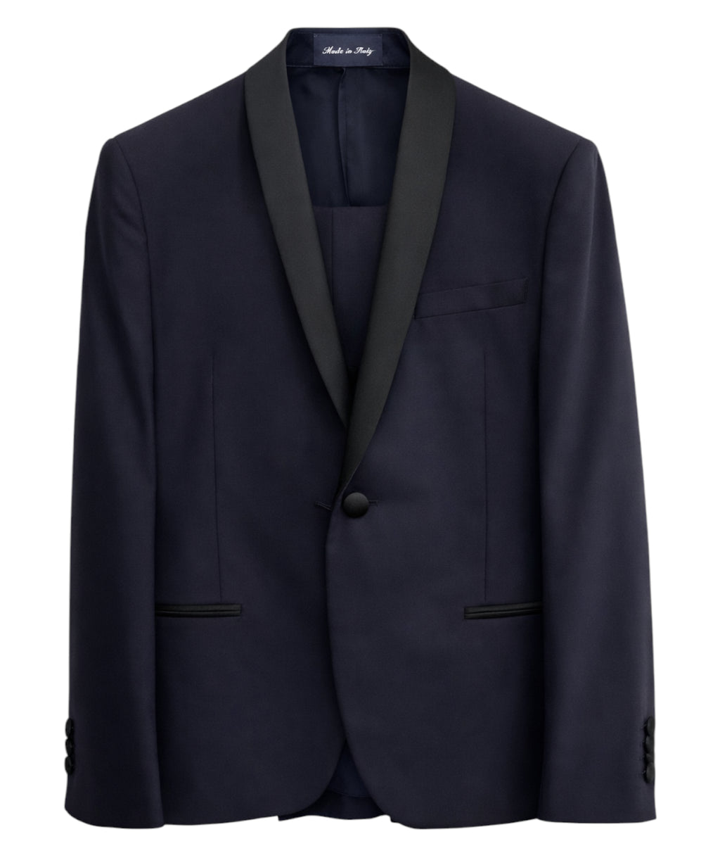 Elegante herenpak met satijnen revers en paspelzakken