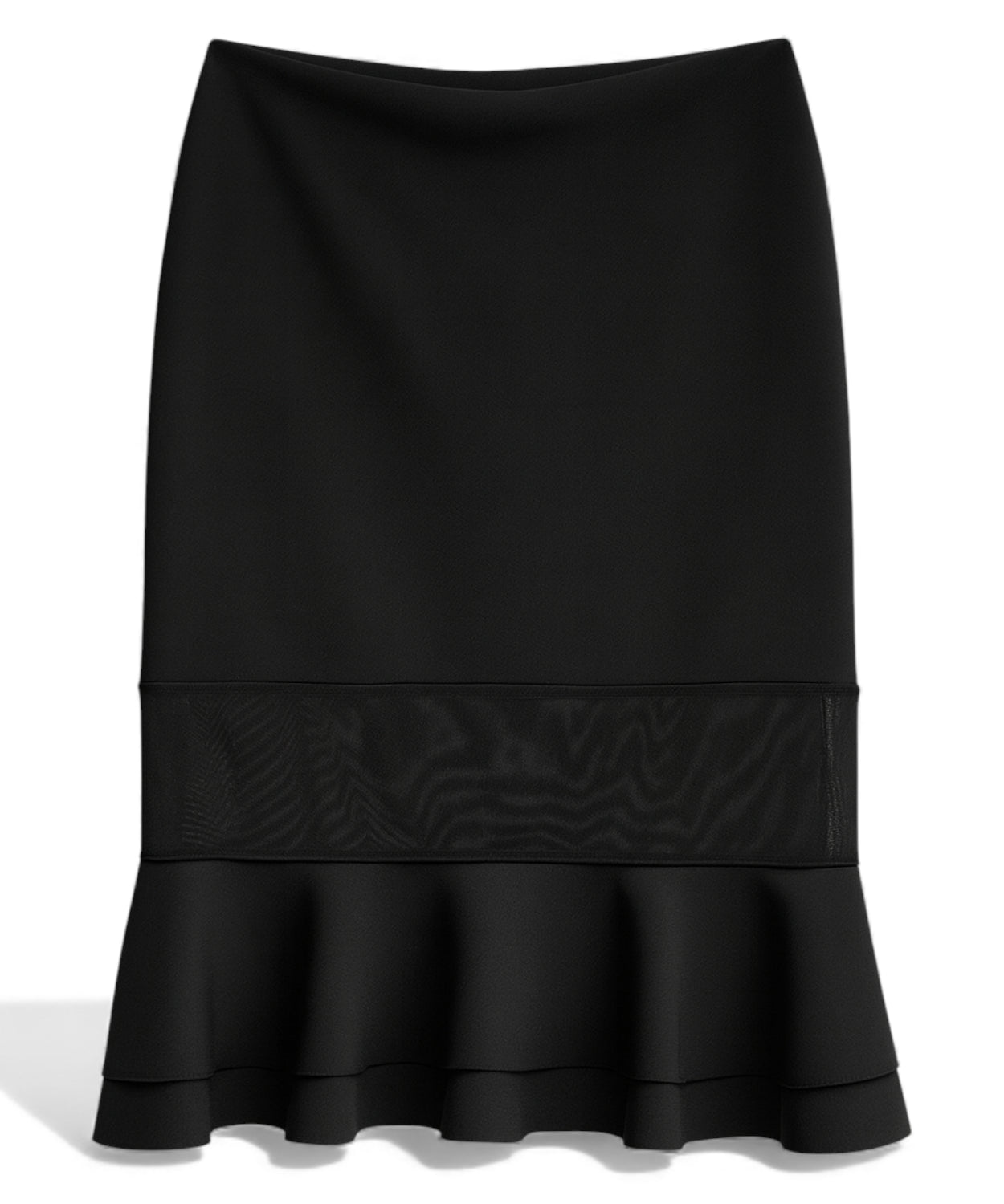 Gonna Nera con Balze e Fascia in Organza