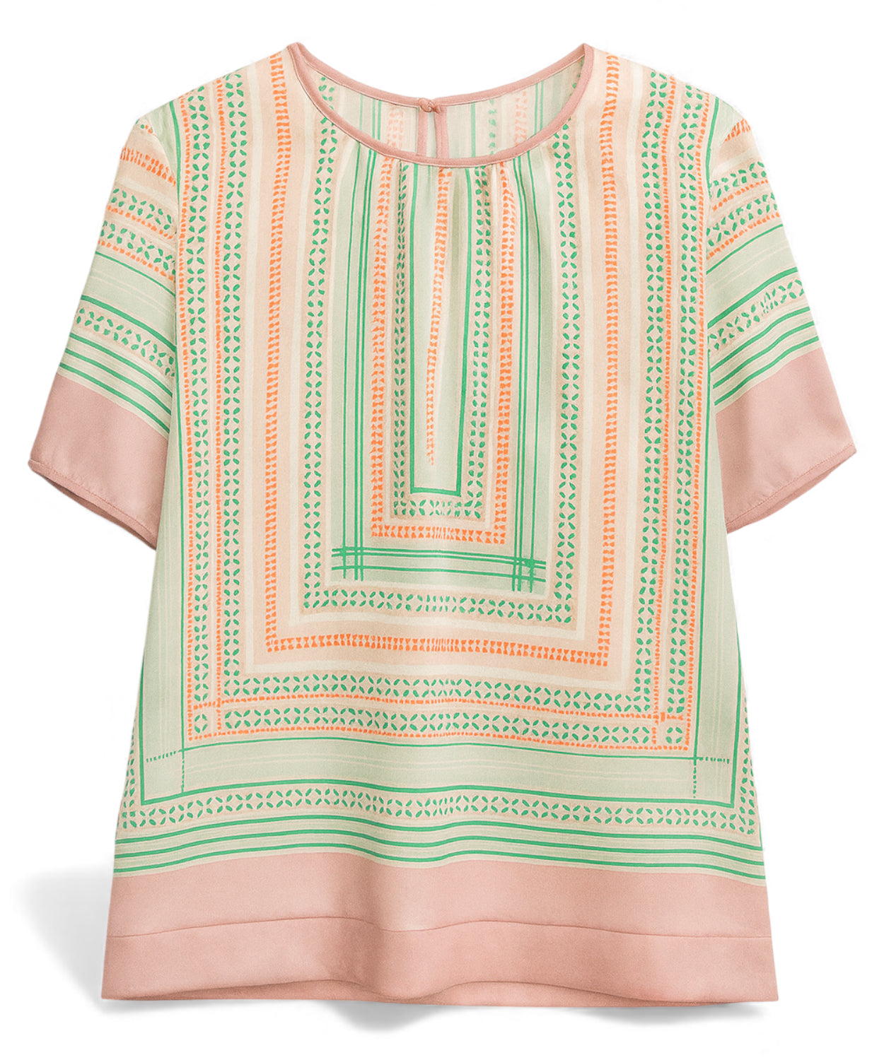 Blusa in Satin con Stampa Geometrica