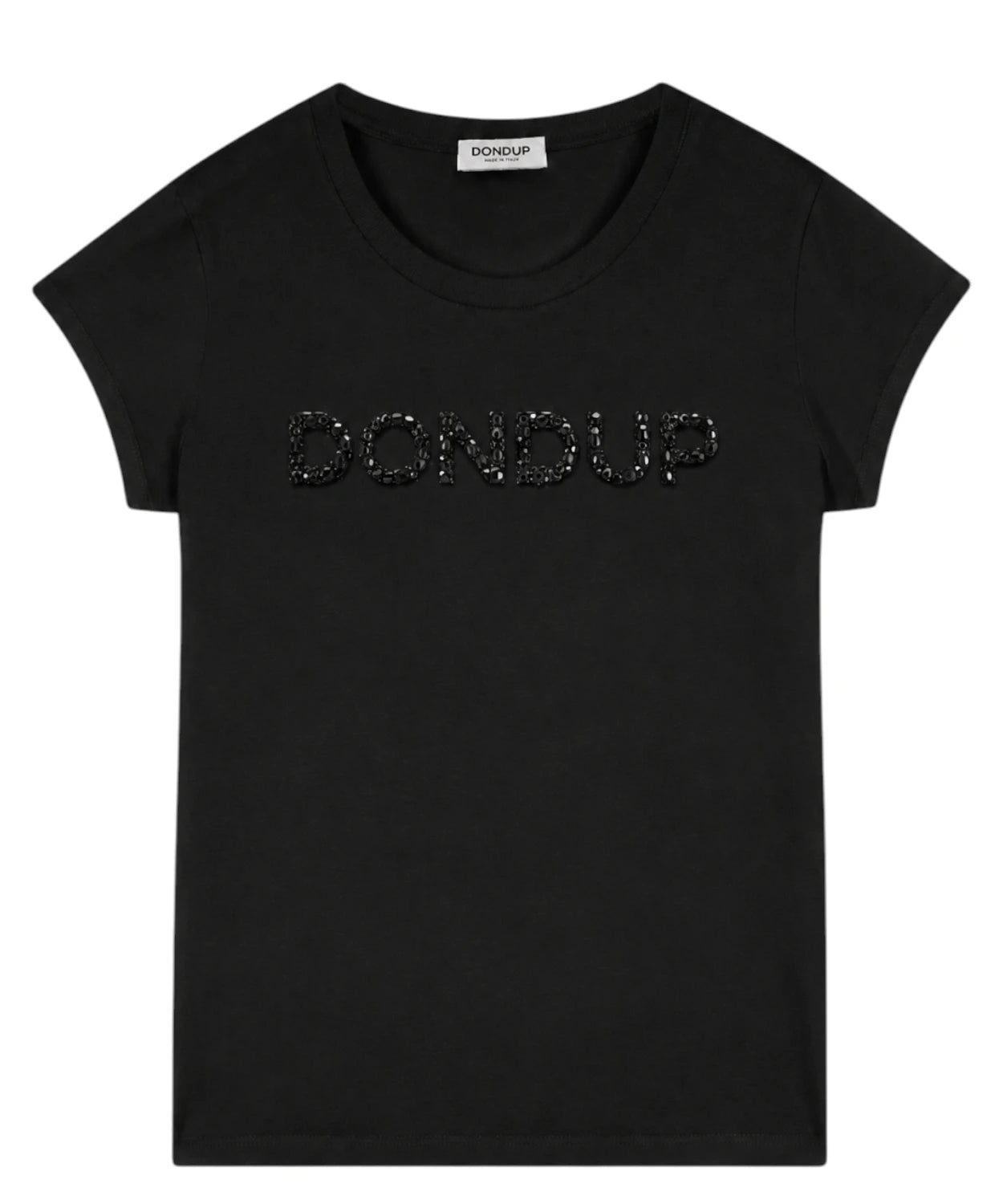 Elegant T-shirt med tone-i-tone-logo og perler