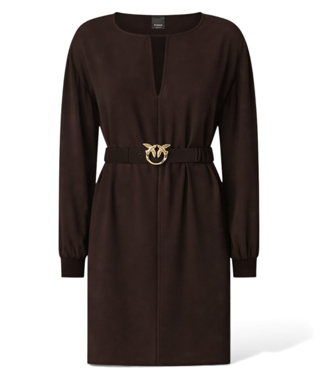 PINKO abito Sfumato corto in crêpe con cintura Love Birds