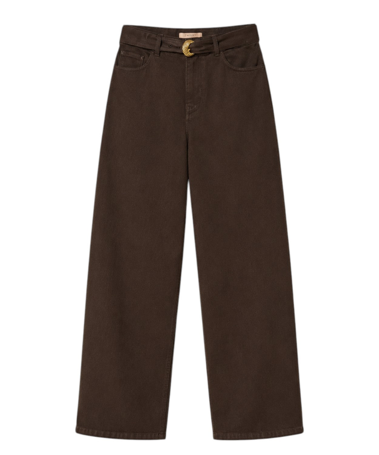 Pantaloni Barrel in Bull di Cotone con Cintura