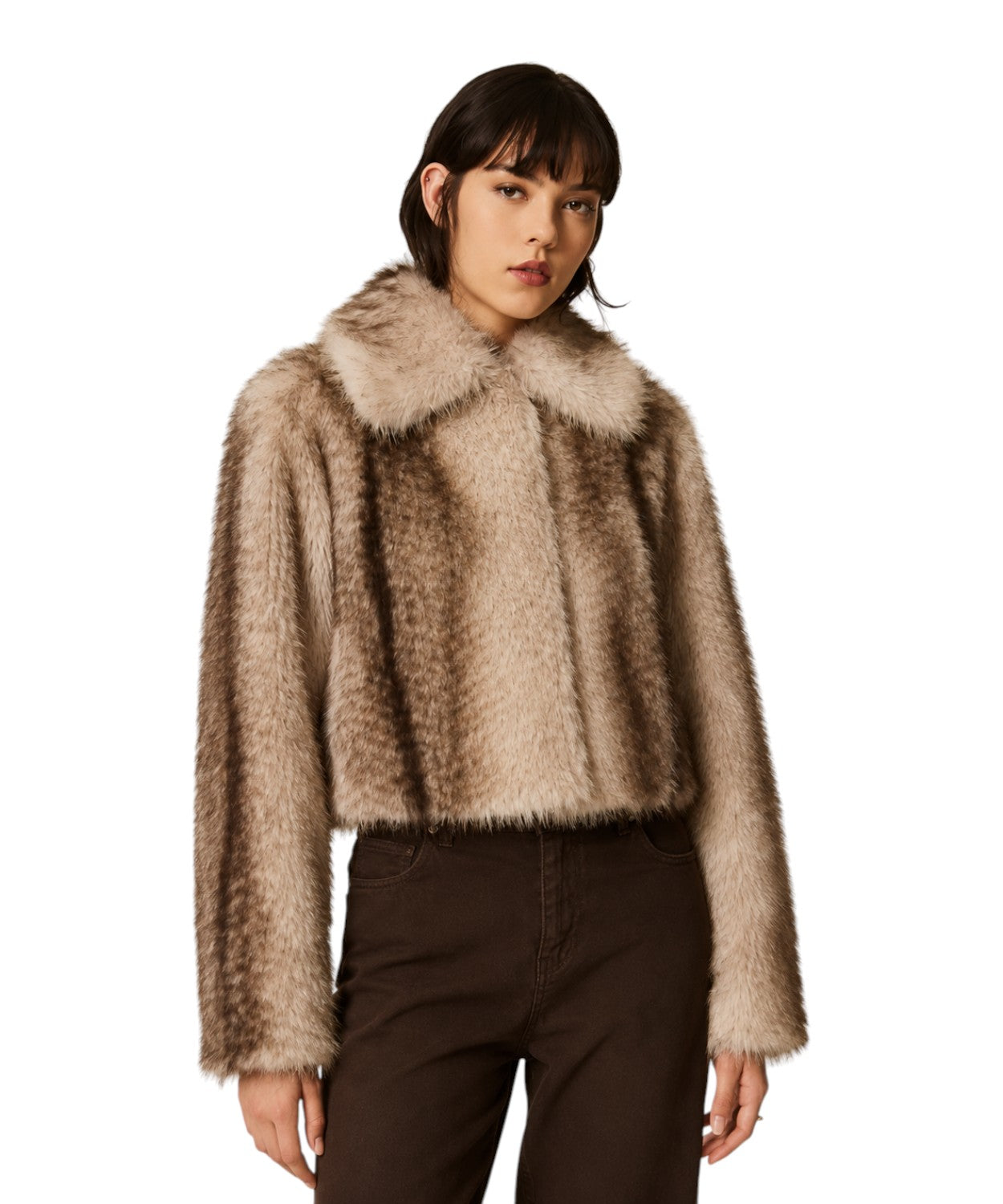 Giacca Donna in Faux Fur con Stampa Sfumata