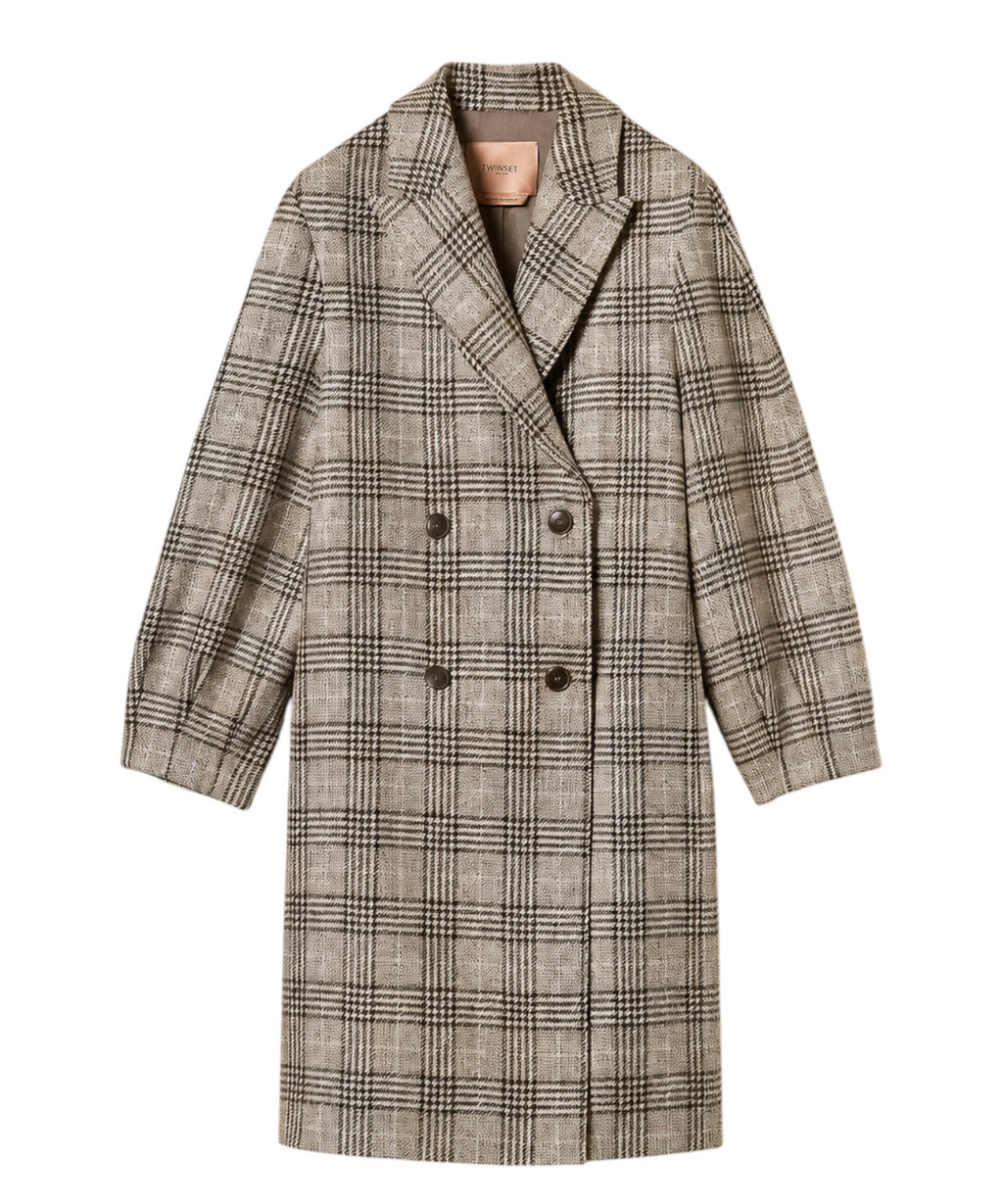 Cappotto Donna in Panno Check con Paillettes