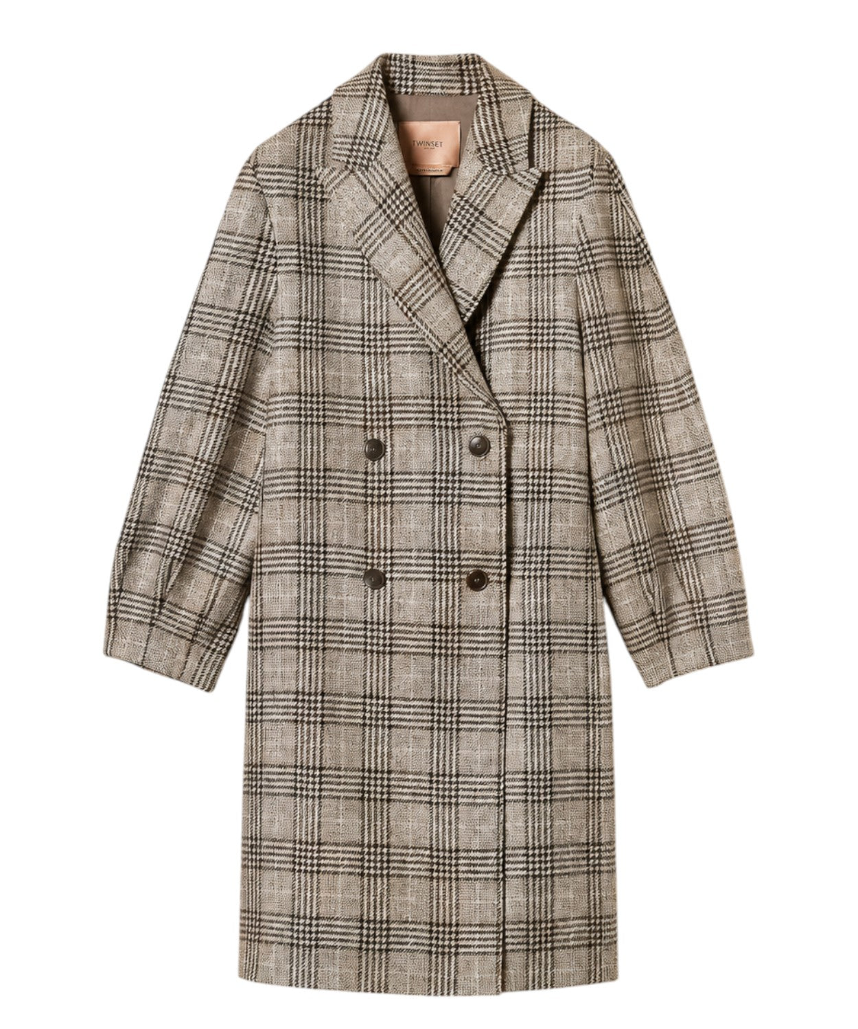 Cappotto Donna in Panno Check con Paillettes