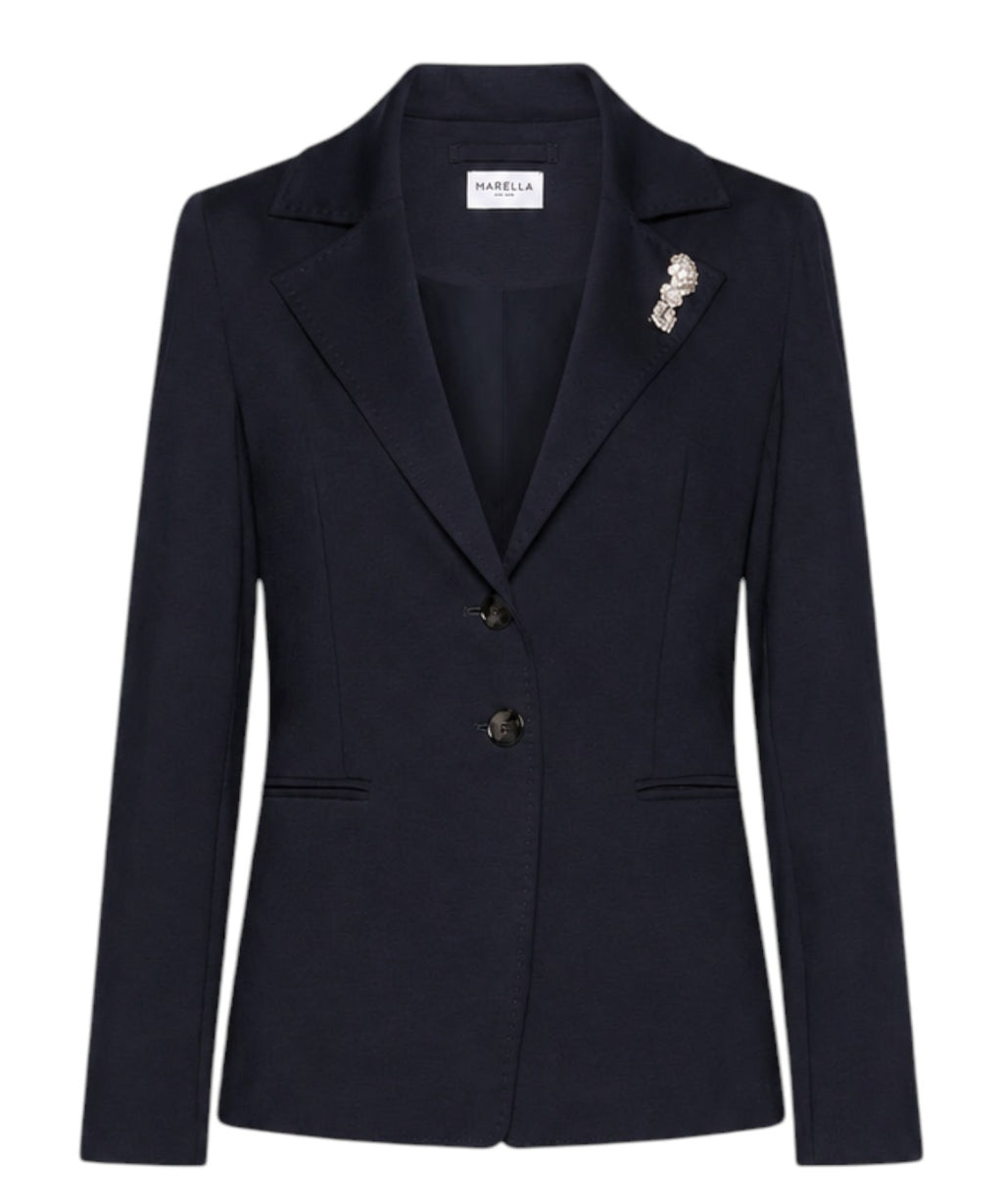 Blazer Marella GOMMOSO in Jersey Stretch con Spilla