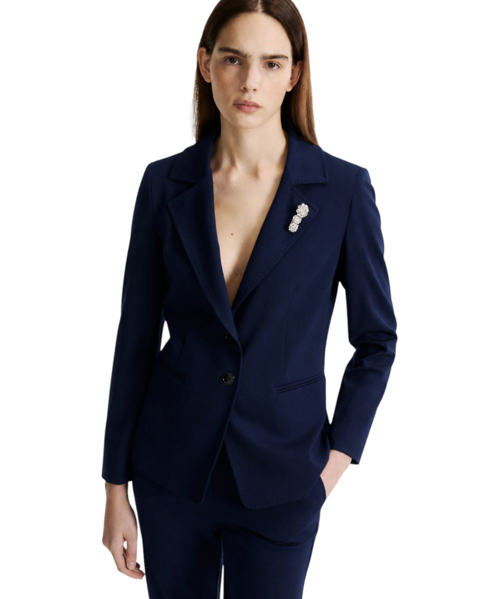 Blazer Marella GOMMOSO in Jersey Stretch con Spilla