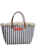 Shopper City MC2 Saint Barth in Canvas a Righe blu