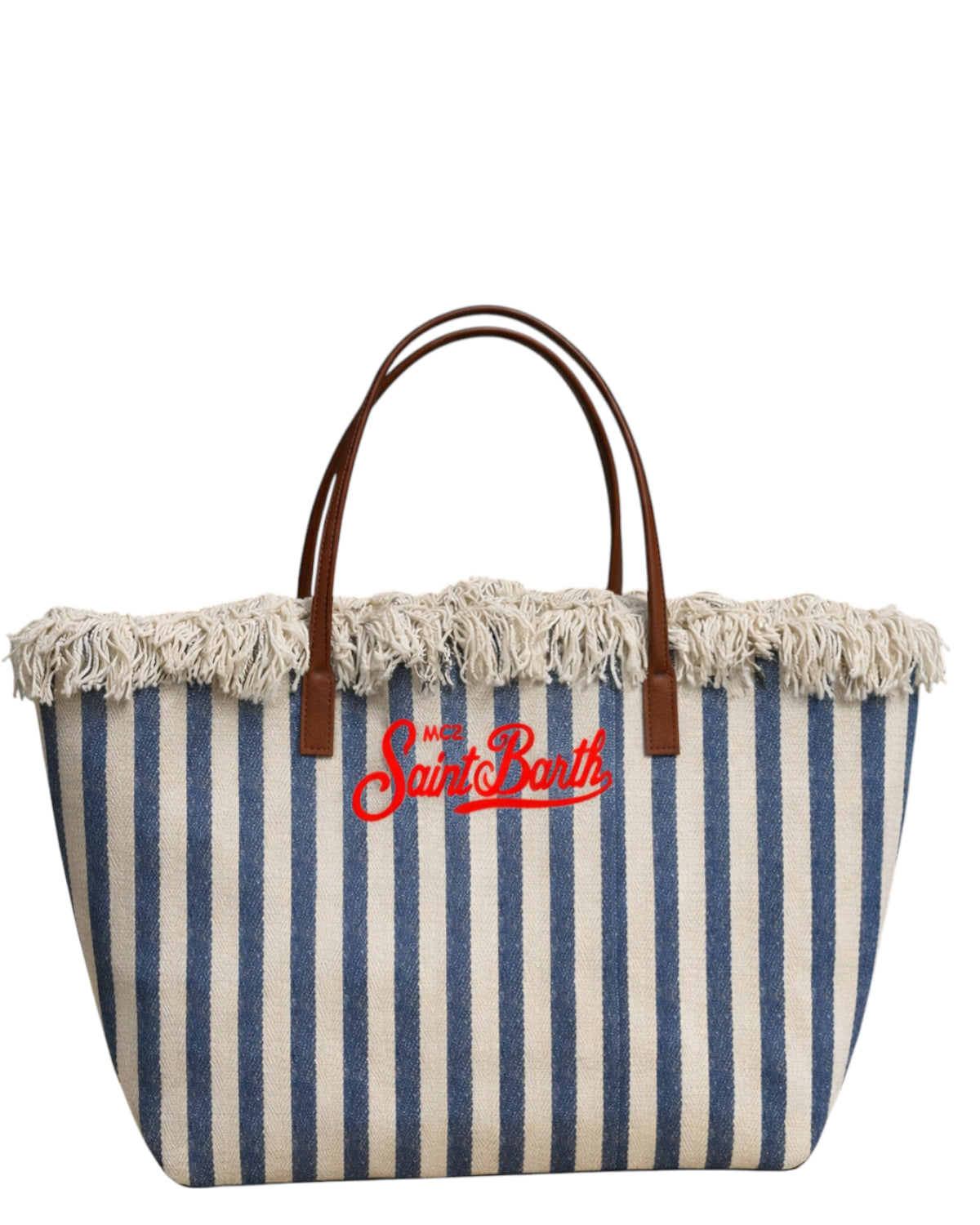 Shopper City MC2 Saint Barth in Canvas a Righe blu