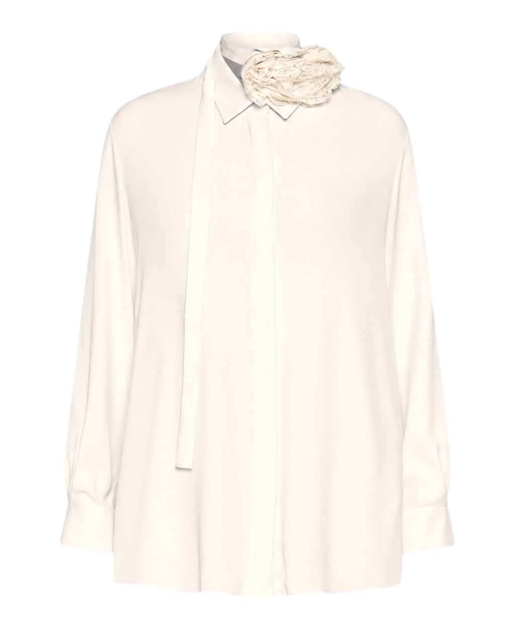 Camicia Donna in Crêpe de Chine con Fiore