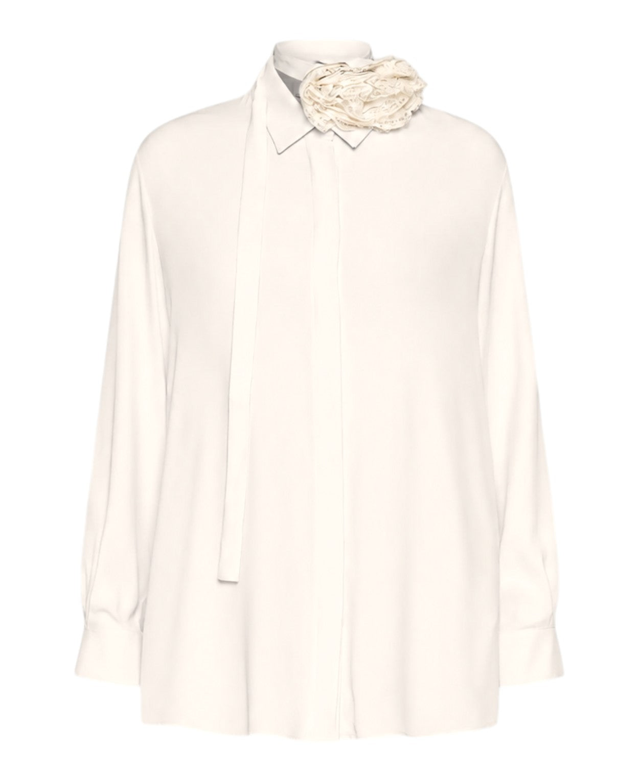 Camicia Donna in Crêpe de Chine con Fiore