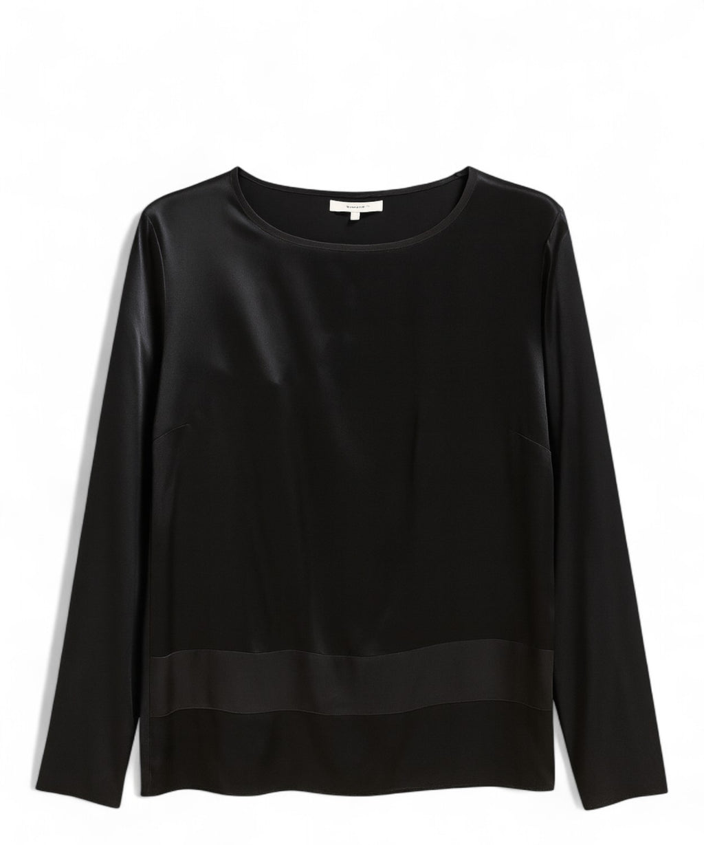 Satinbluse mit langen Ärmeln