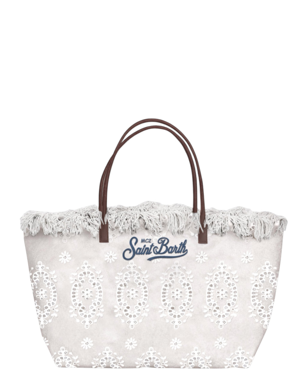 City Medium Shopper Bag in Sangallo mit Fransen und Reißverschluss
