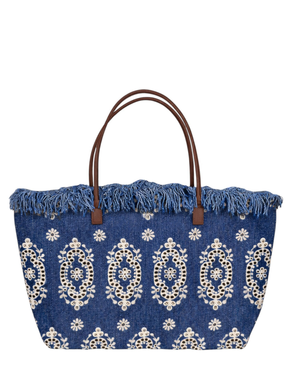 Borsa Shopper City Medium Sangallo med frynser og lynlås