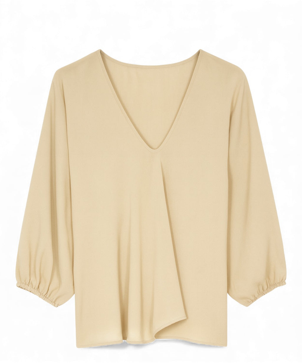 Bluse mit Ballonärmeln und V-Ausschnitt