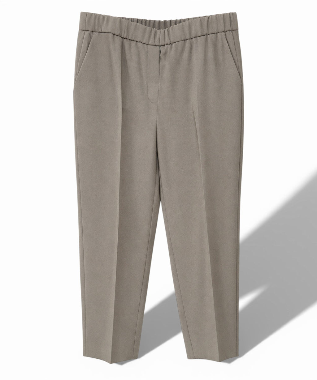 Pantaloni con Elastico in Vita e Piega Centrale