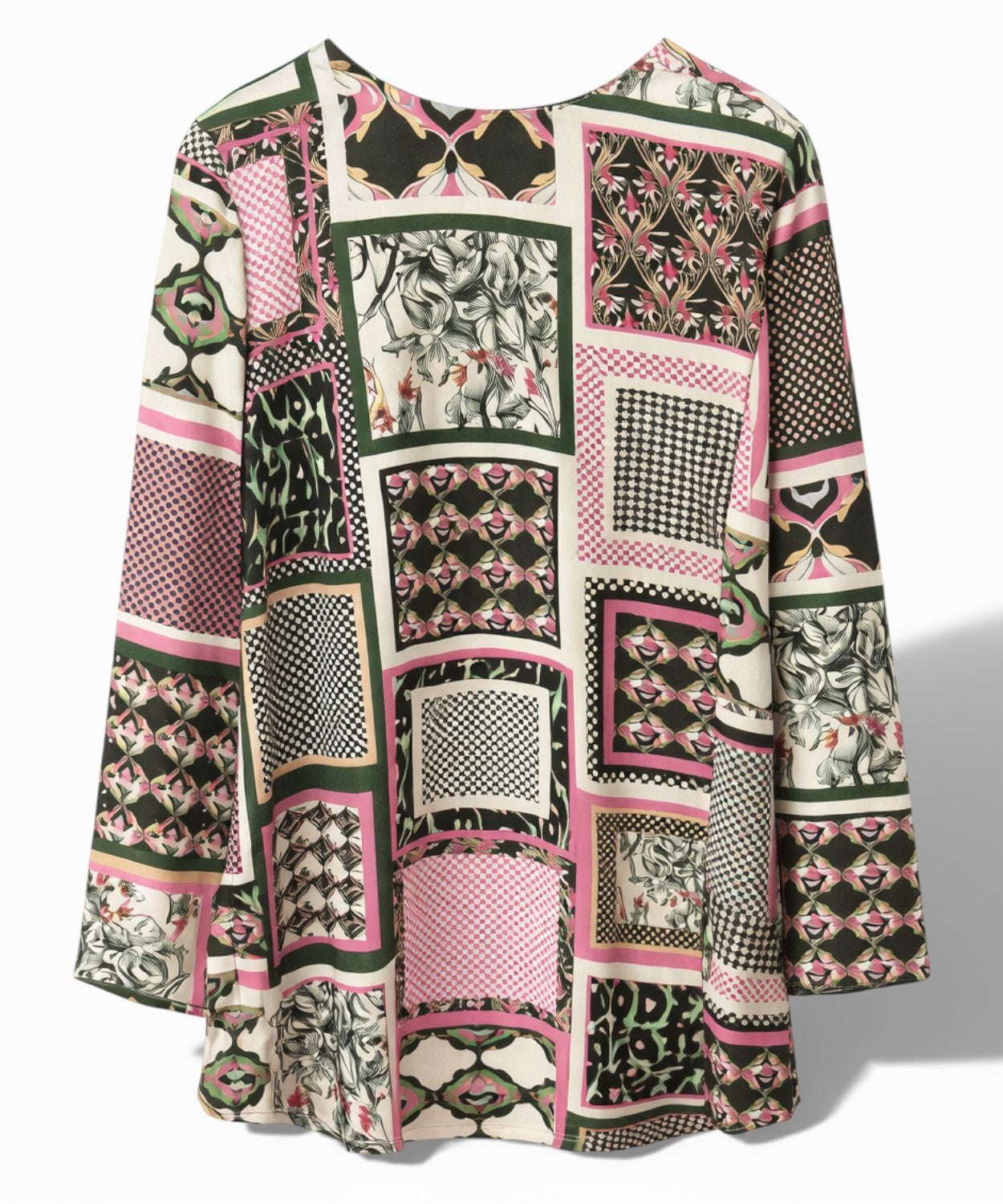 Blusa in Crepe con Fantasia Geometrica