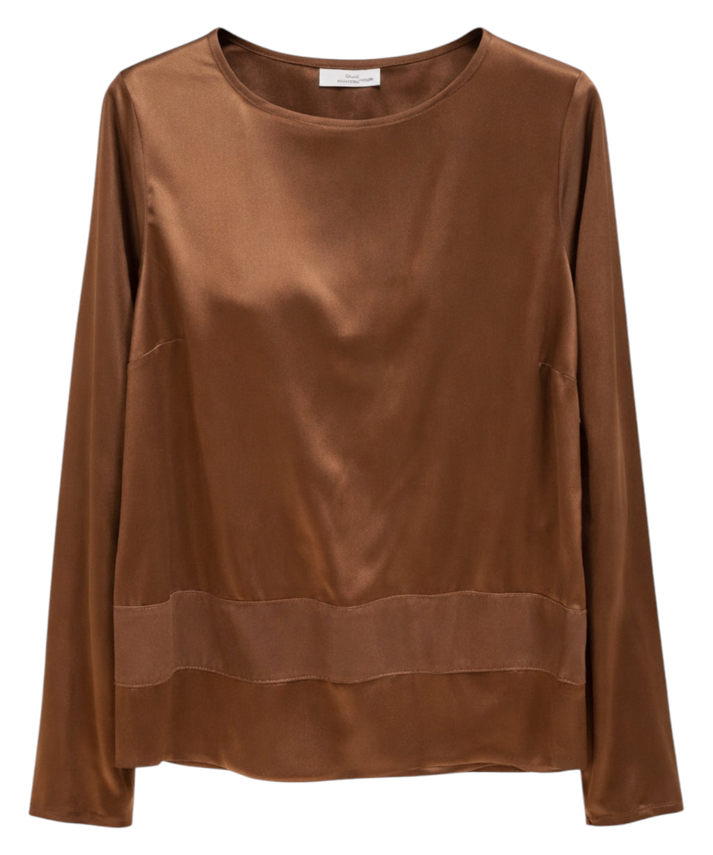 Elegant Satin Blouse with Blubianco Band