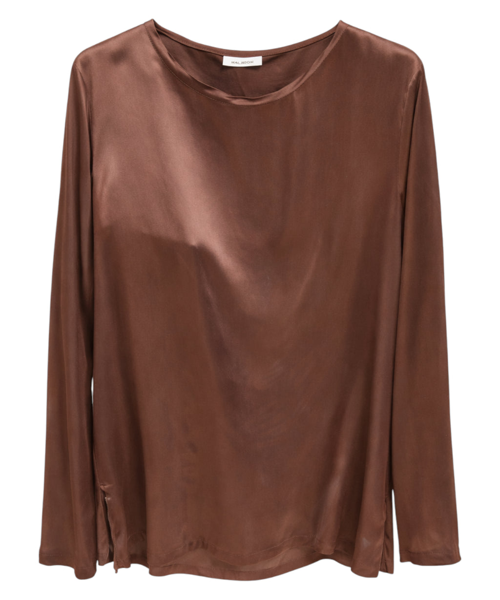 Blusa Satin Maliparmi a Maniche Lunghe